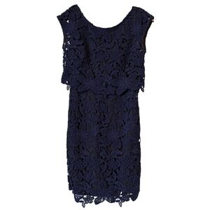Boden‎ Navy Blue Lace Embroidered Dress Womens 2P Full Slip Floral Sleeveless